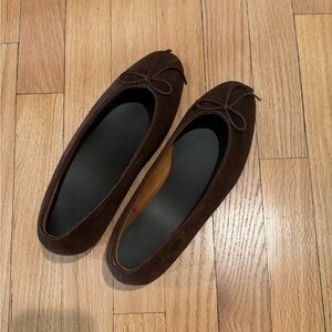 Beckett Simonon Mona Flats in Chocolate Suede NEW